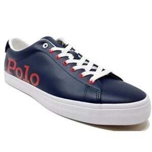Polo Ralph Lauren Longwood Big  Logo  Blue Leather Men's Shoes Size 10 New